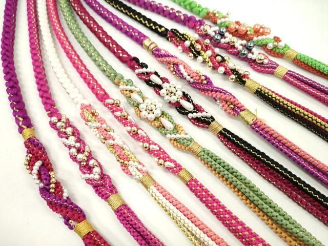 平和屋着物●和装小物 振袖用飾り付き帯締め１０本セット パール 花 金糸 CAAX8193ju