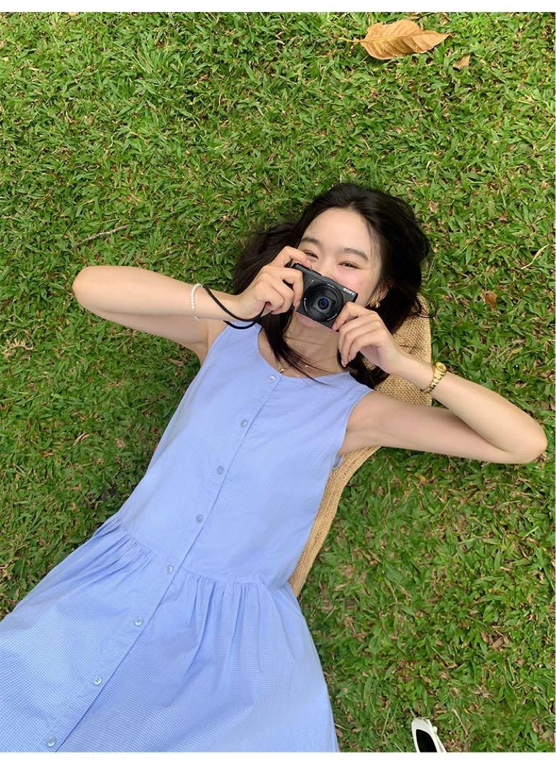 ♥ ノースリーブチェック柄ロングワンピース