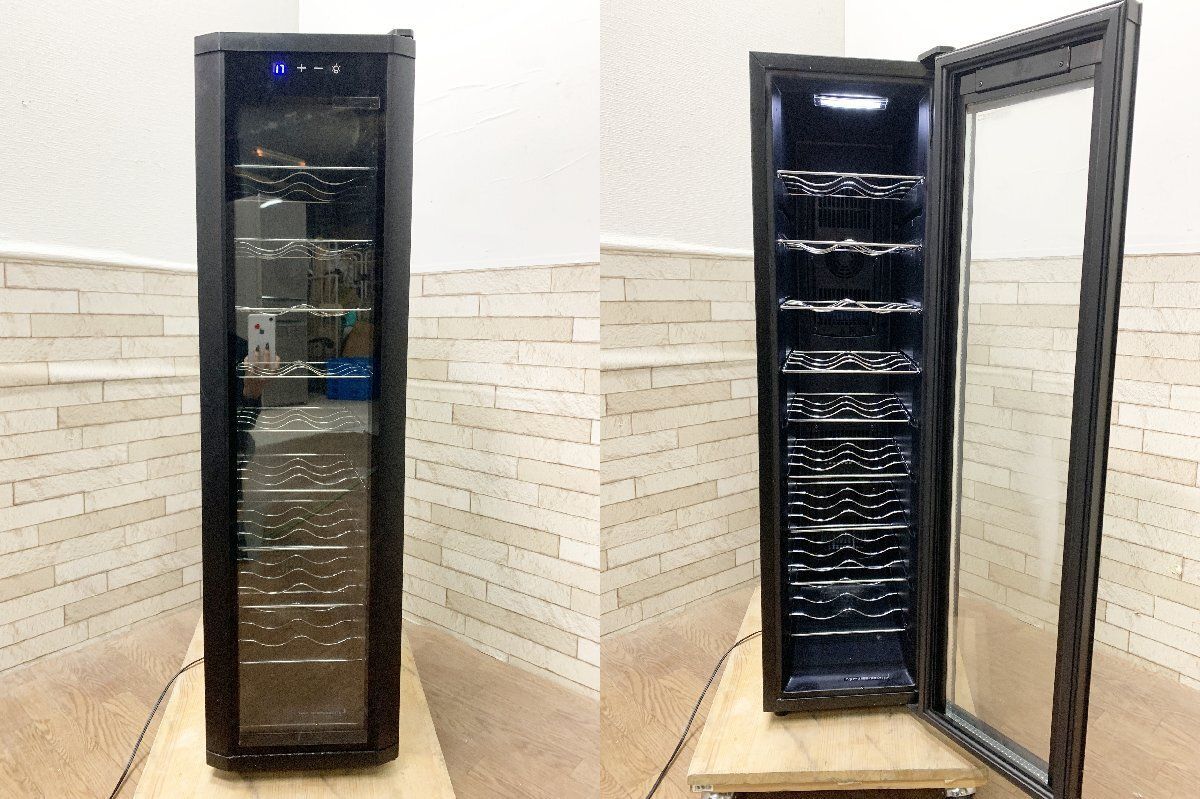 ◆マルカイコーポレーション 電子ミニワインクーラー WCE-18 右開き 60L ブラック ペルチェ式 18本用 動作 済み 他1239