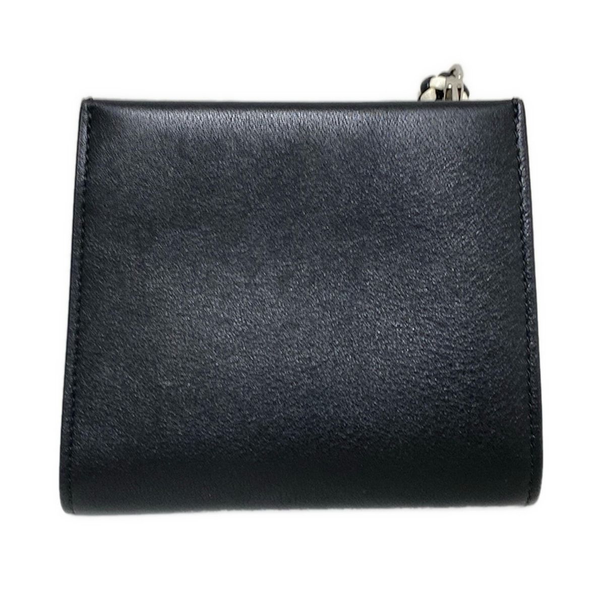 MULBERRY マルベリー コインケース アイリス ジップアラウンド 黒×白 編み込み L字ファスナー レザー