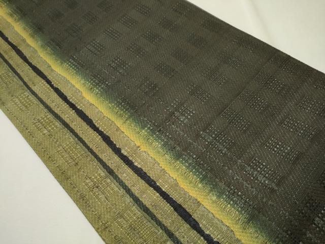 平和屋着物○染織界の匠 村松祥三 全通柄袋帯 紬地 間道 正絹 逸品