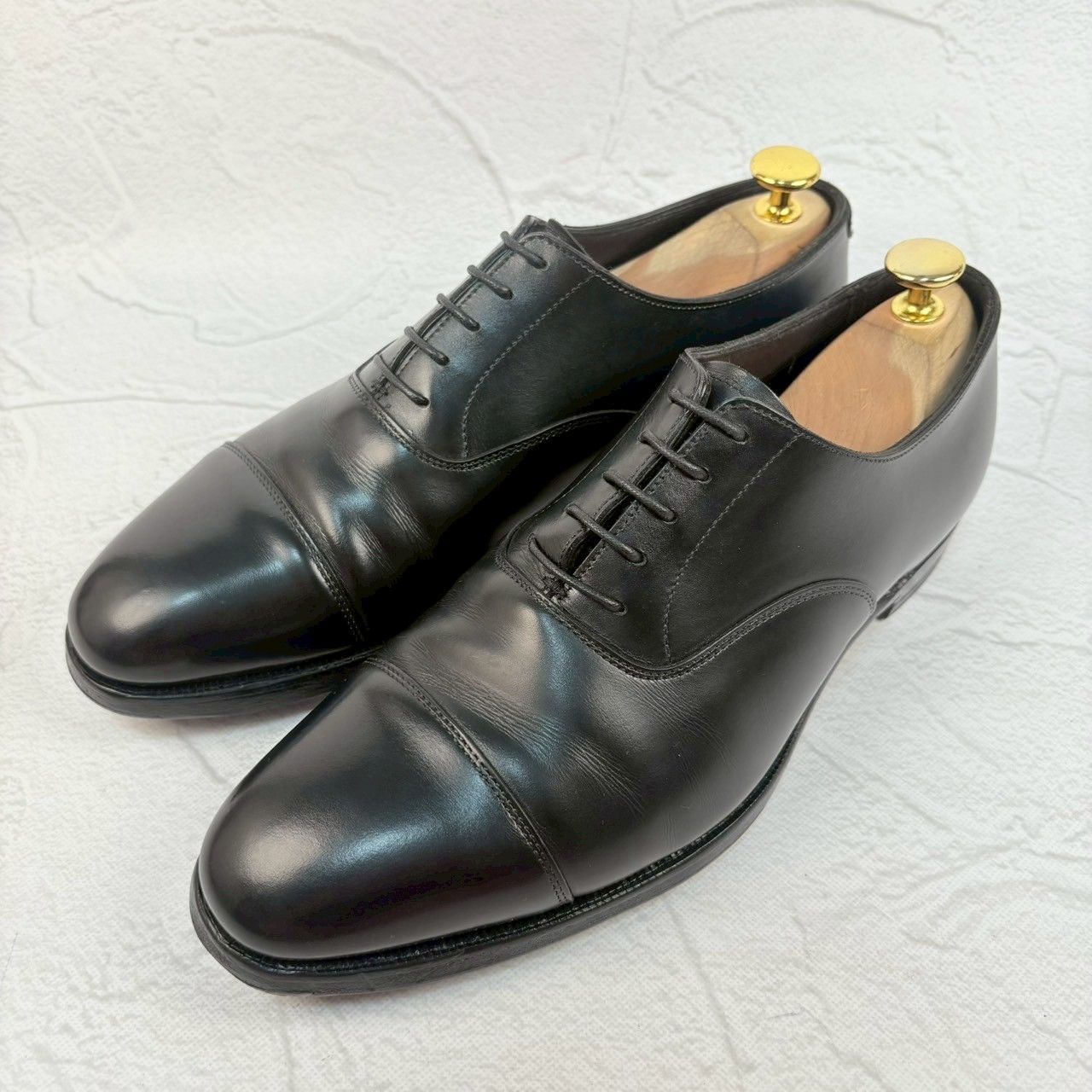 【良品】Crockettu0026Jones クロケットアンドジョーンズ AUDLEY オードリー オックスフォード ストレート 内羽根 黒 UK5.5 / 24cm 相当