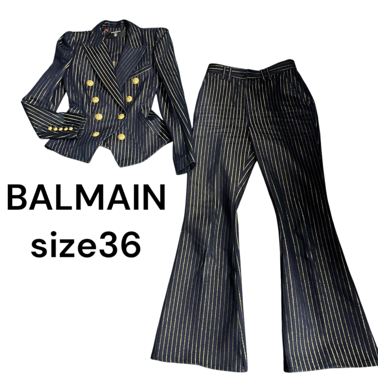 美品 バルマン BALMAIN ゴージャス ヴィンテージ風 パンツスーツ 
