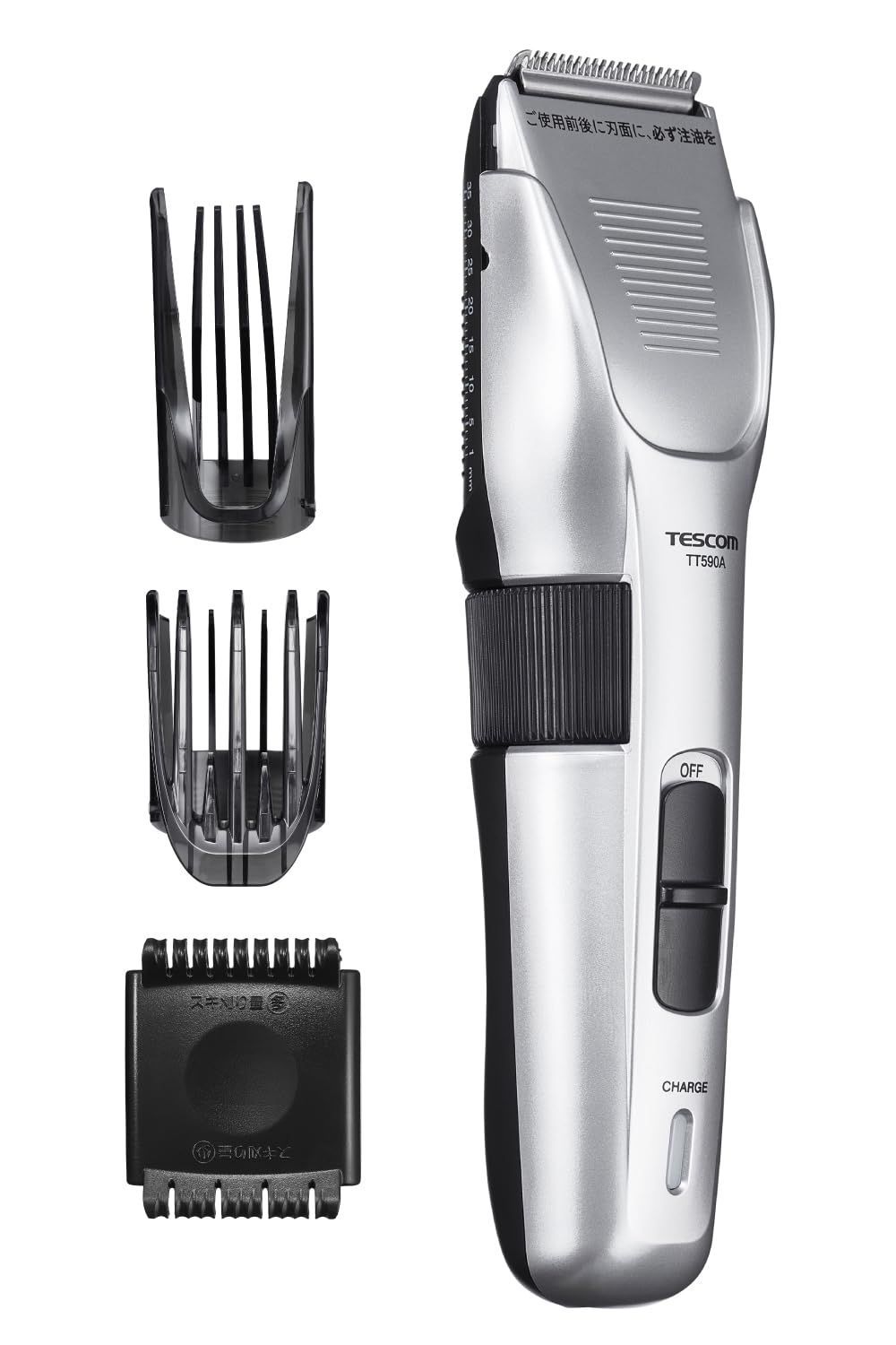 テスコム バリカン ヘアカッター コードレス 1～70mm 刈り高さ調整 水洗いOK 海外対応 シルバー TT590A-S|E