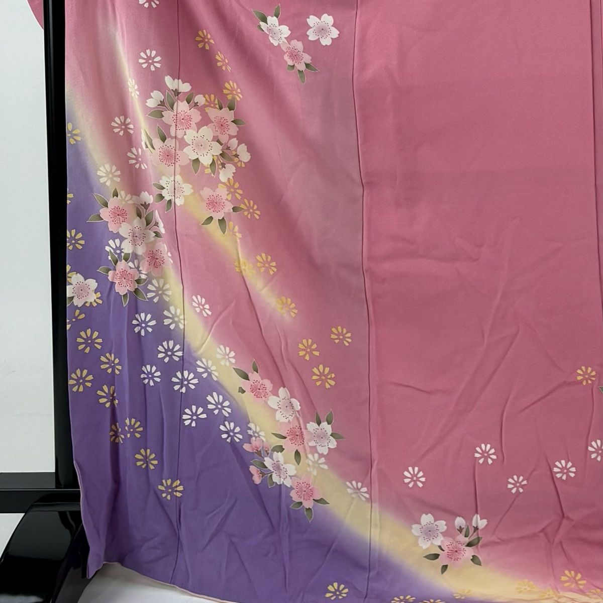 振袖 身丈172.5cm 裄丈68.5cm L 袷 桜 花 染め分け ぼかし ピンク 正絹