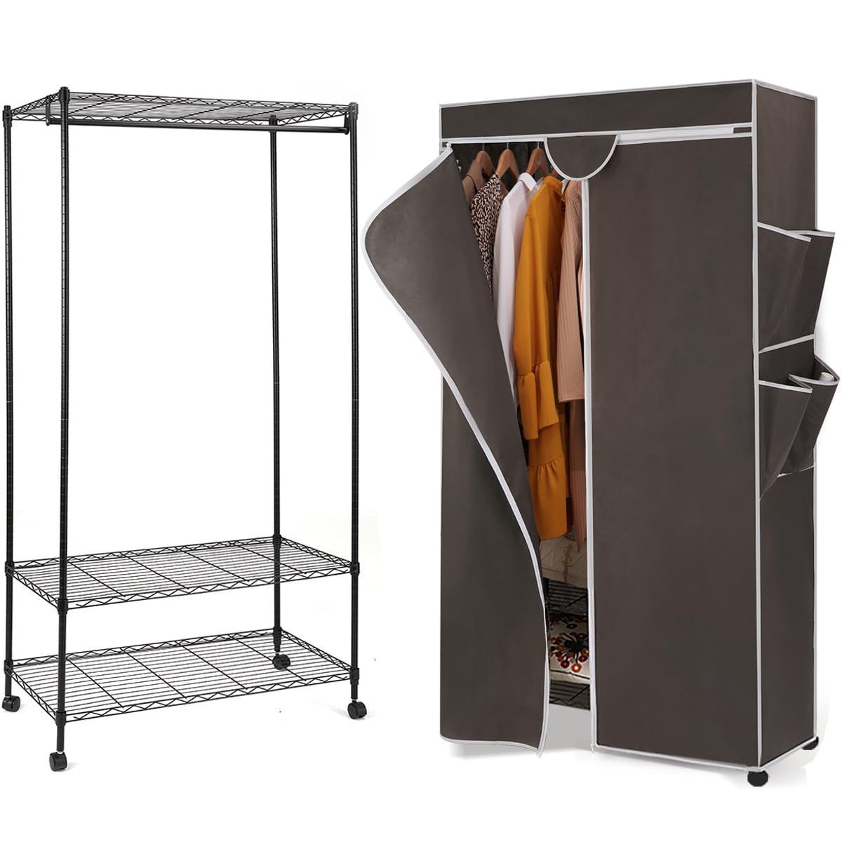 はんがーラックパイプハンガーラックダブル 頑丈 組立簡単2段メッシュ棚付き27 はんがーラックパイプハンガーラックダブル 頑丈 組立簡単2段メッシュ