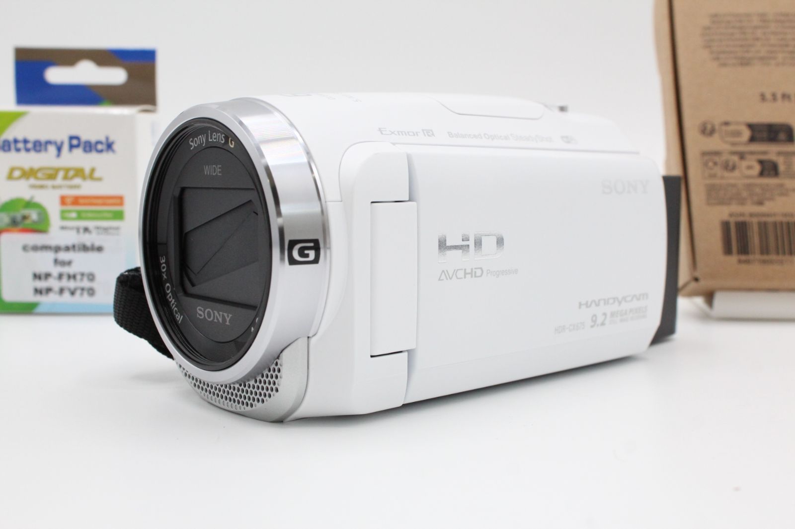 ＜＜新品バッテリー付き！！＞＞【美品】SONY ソニー ビデオカメラHDR-CX675 32GB 光学30倍 ホワイト Handycam HDR-CX675 W #LE2025183