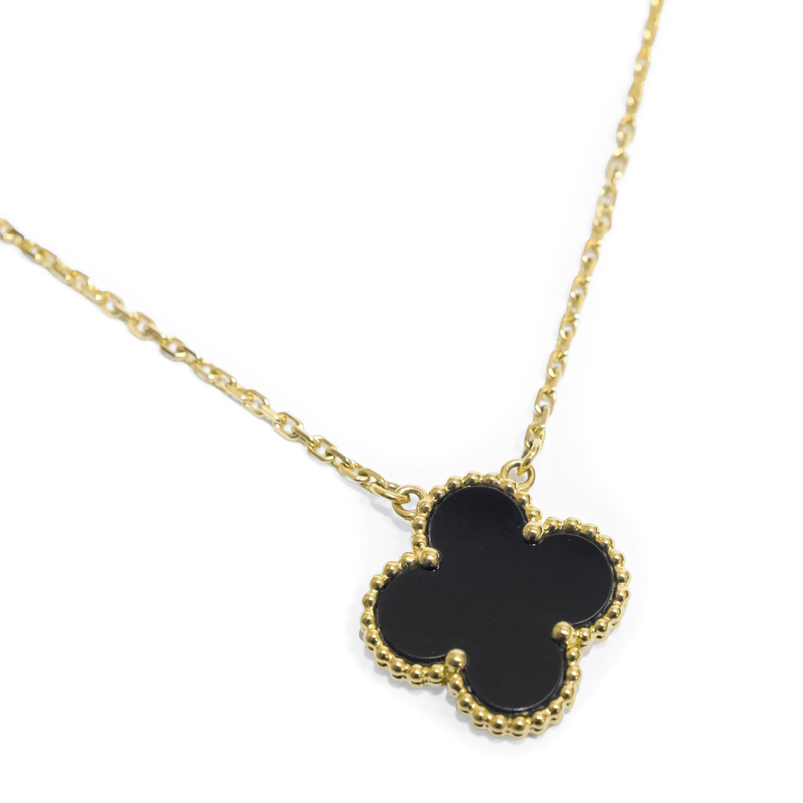 Van Cleef - Arpels ヴァン クリーフ-アーペル ヴィンテージ アルハンブラ K18YG オニキス ネックレス 約5.1g位 VCARA45800 18金 イエローゴールド ペンダント ジュエリー ブランド