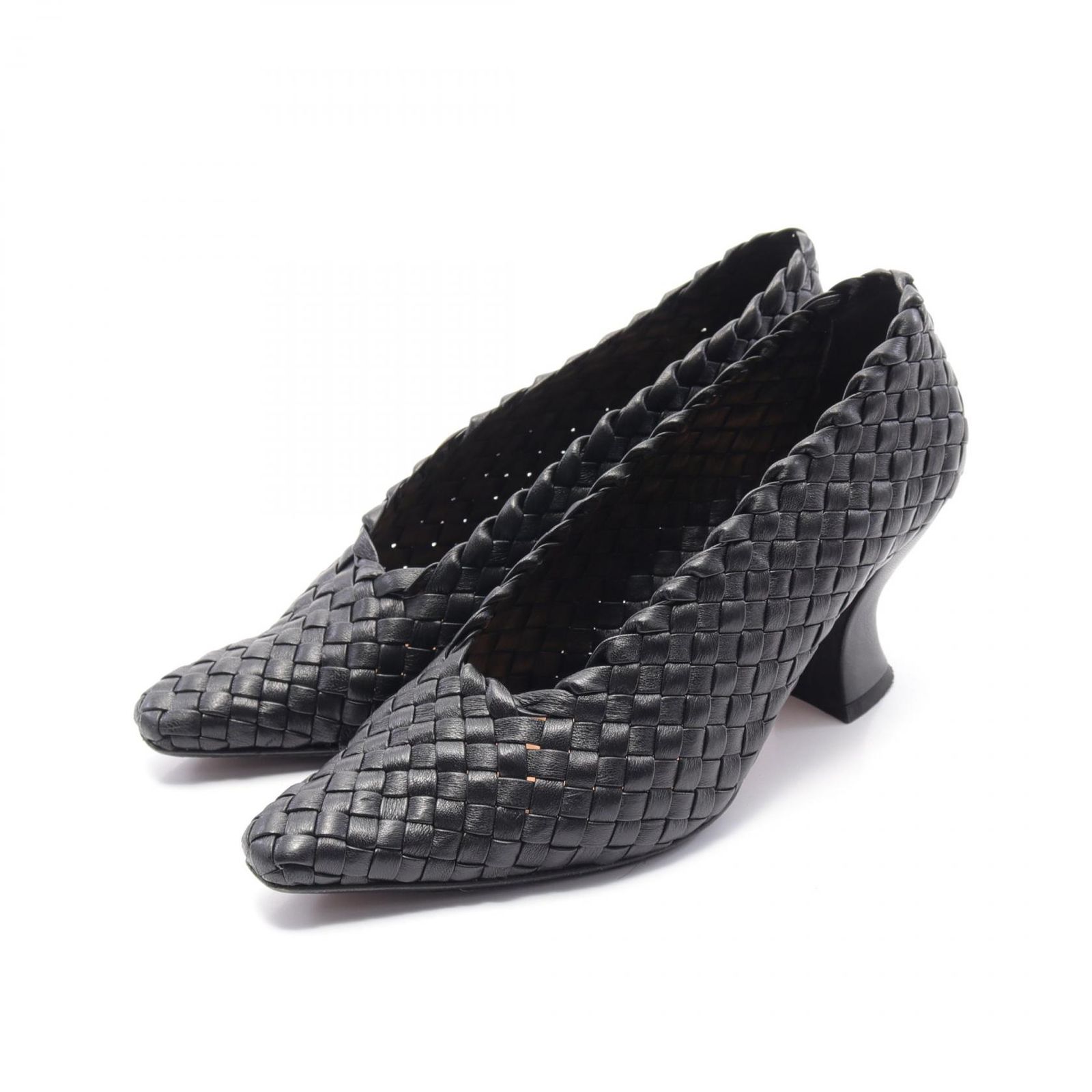 美品　BOTTEGA VENETA イントレチャートレザー パンプス ブラック ボッテガヴェネタ BOTTEGA VENETA パンプス イントレチャート