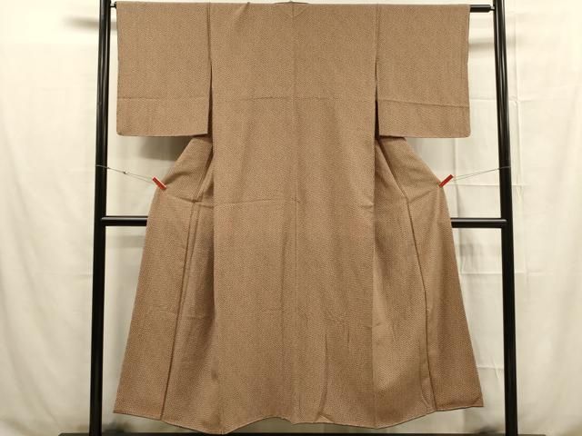 ベストストア日本一受賞店！■平和屋着物■江戸小紋　毛万筋　茶×薄緑　パールトーン加工済　逸品　km1602 ベストストア日本一受賞店！□平和屋着物□極上 伊勢型江戸小紋