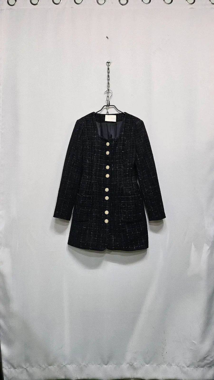 フローム ツイード ミニワンピース ブラック