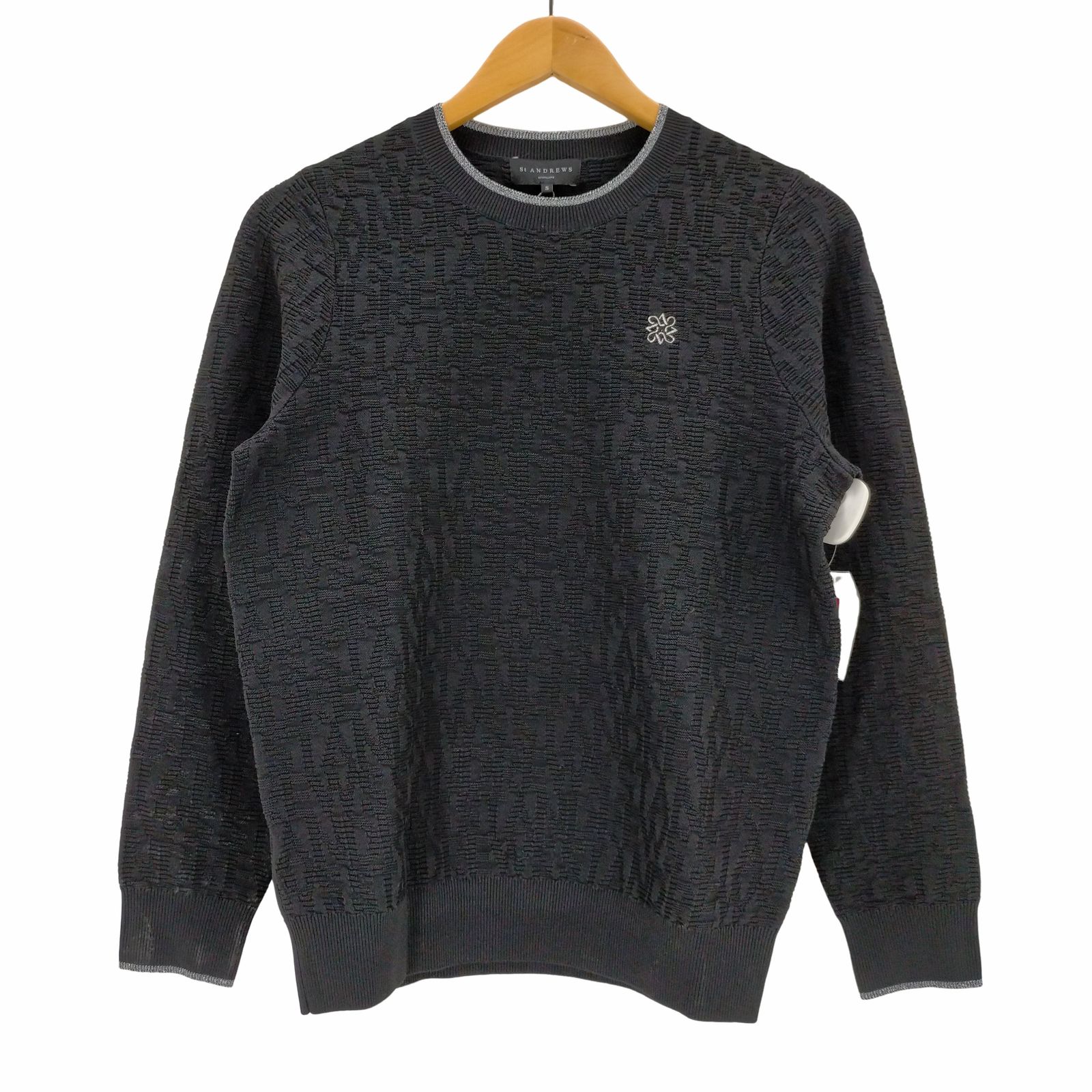 St ANDREWS ロゴジャガード クルーネックニットプルオーバー　メンズ St ANDREWS ロゴジャガード クルーネックニットプルオーバーメンズ