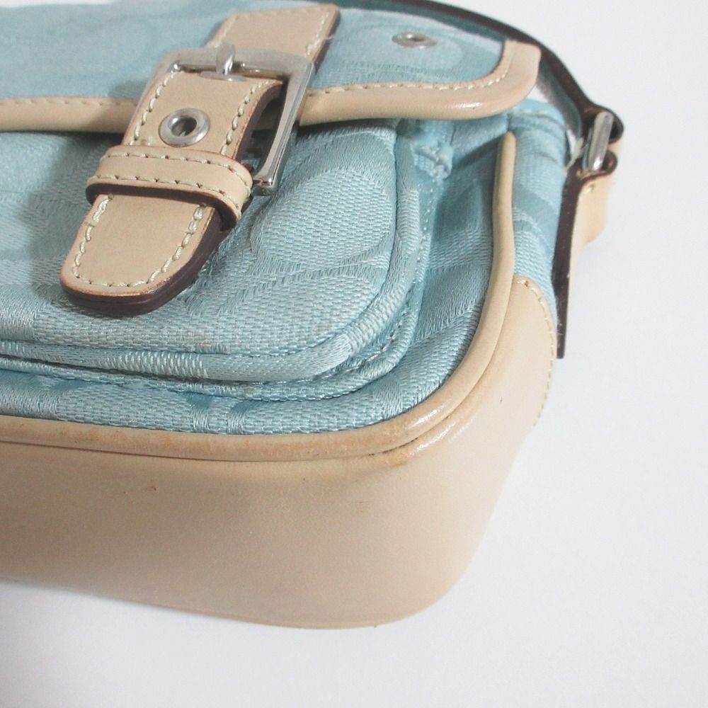 COACHショルダーバッグ シグネチャー 6844キャンバスレザー ライトブルー COACH - COACHショルダーバッグ シグネチャー 6844キャンバスレザー