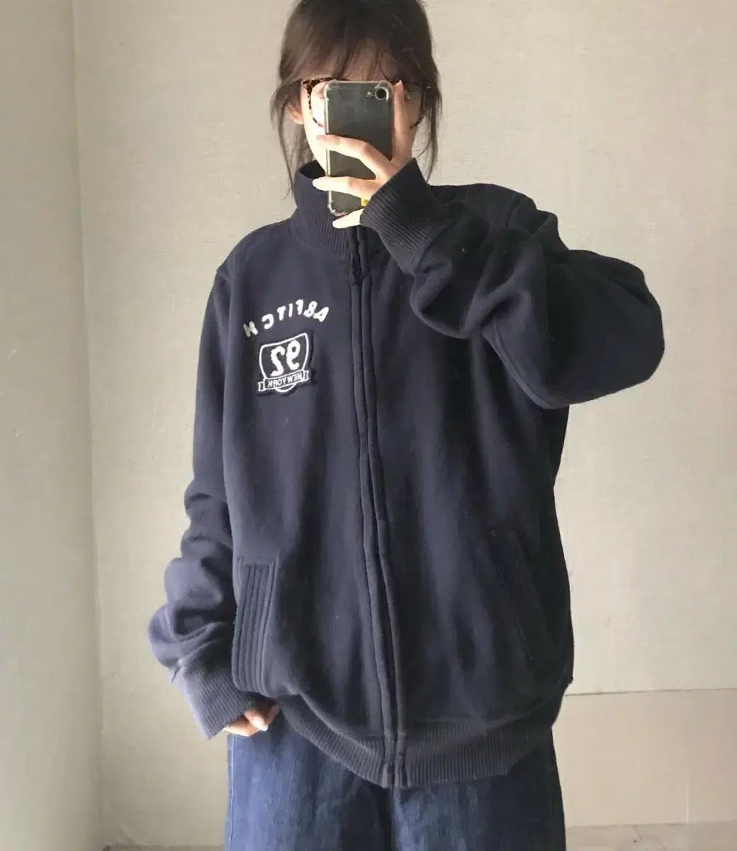 Abercrombie アバクロンビー ネイビー オーバーサイズ ヴィンテージ セーター ジップアップ