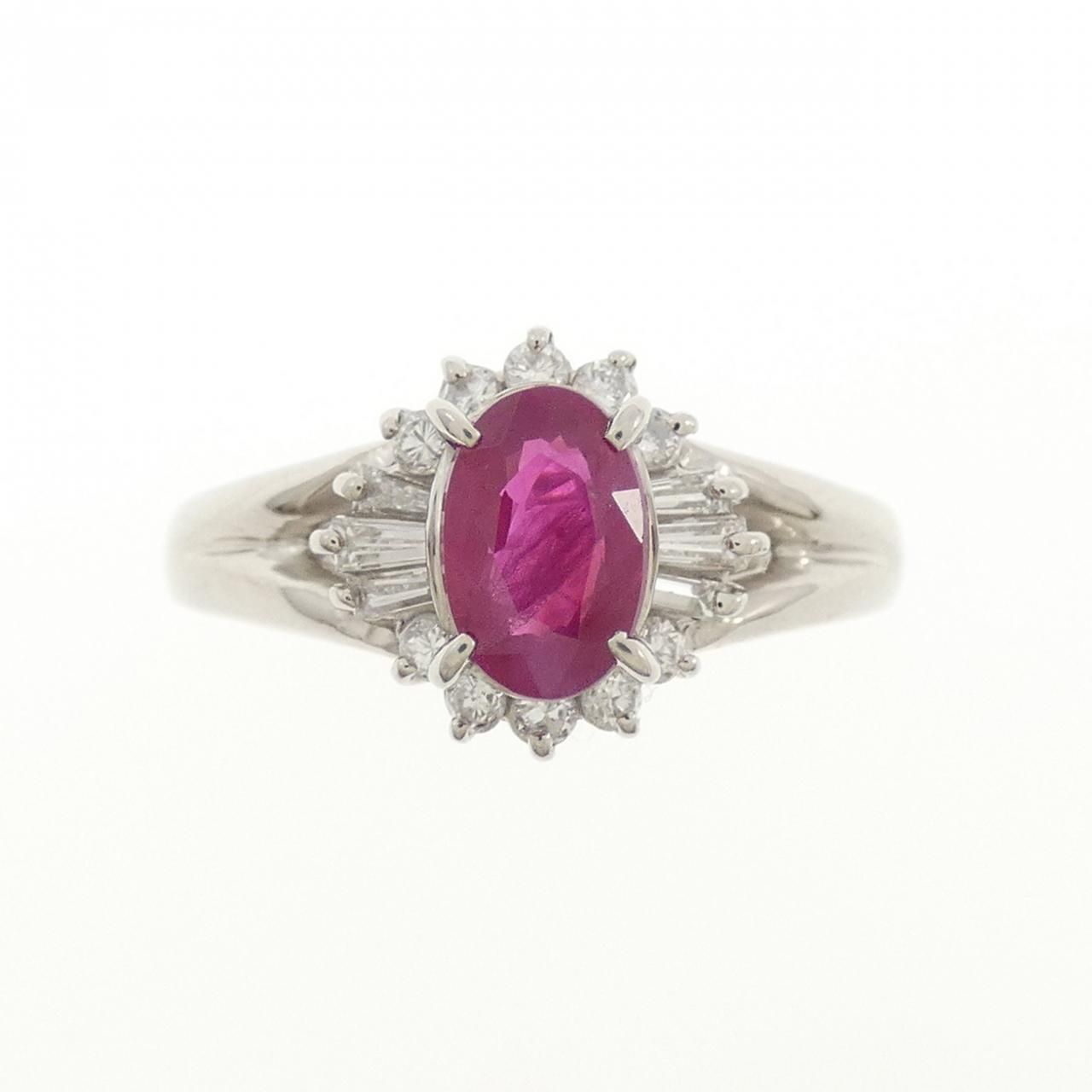 Pt850 ルビー ダイヤモンド リング 0.64ct D0.17ct — セルビー