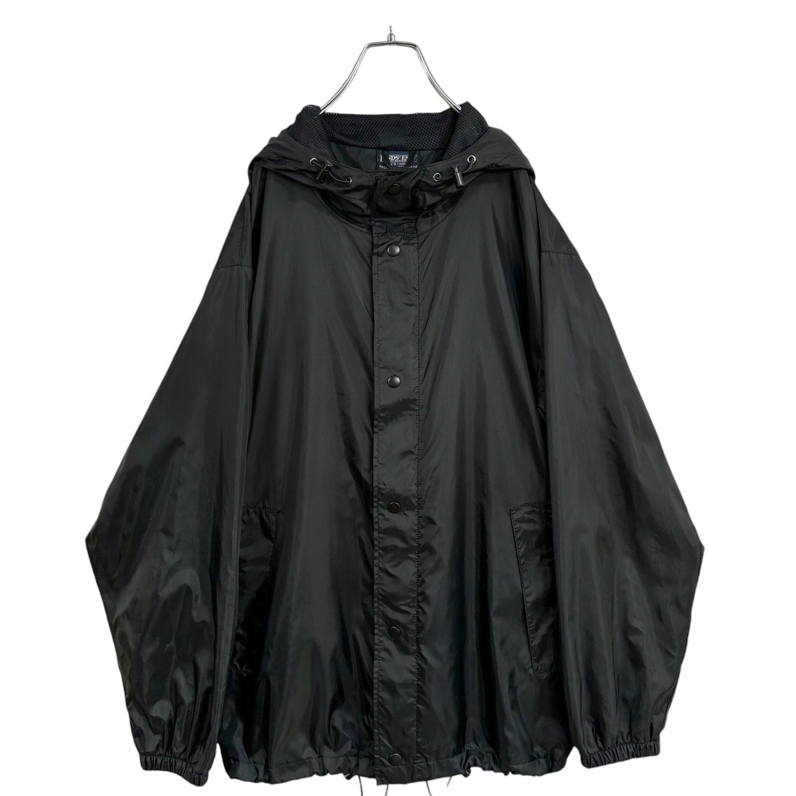 90s LANDS' END zip-up hooded black nylon jacket