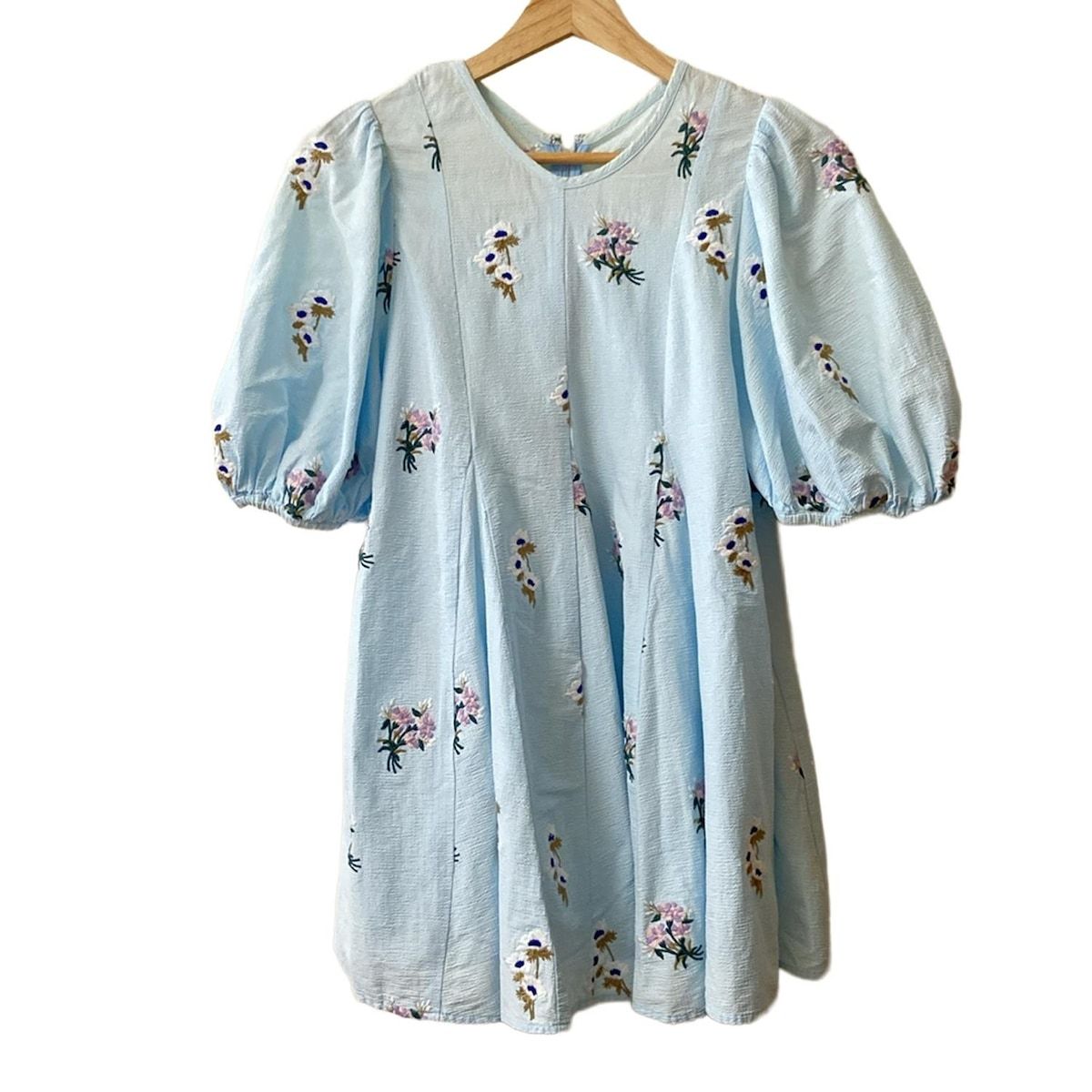 チェスティ Chesty 18SS カットソー 半袖 フラワーモチーフ 1 青 ブルー /tk0516 ■PN レディース Chesty(チェスティ) チュニック サイズ0 XS レディース美品