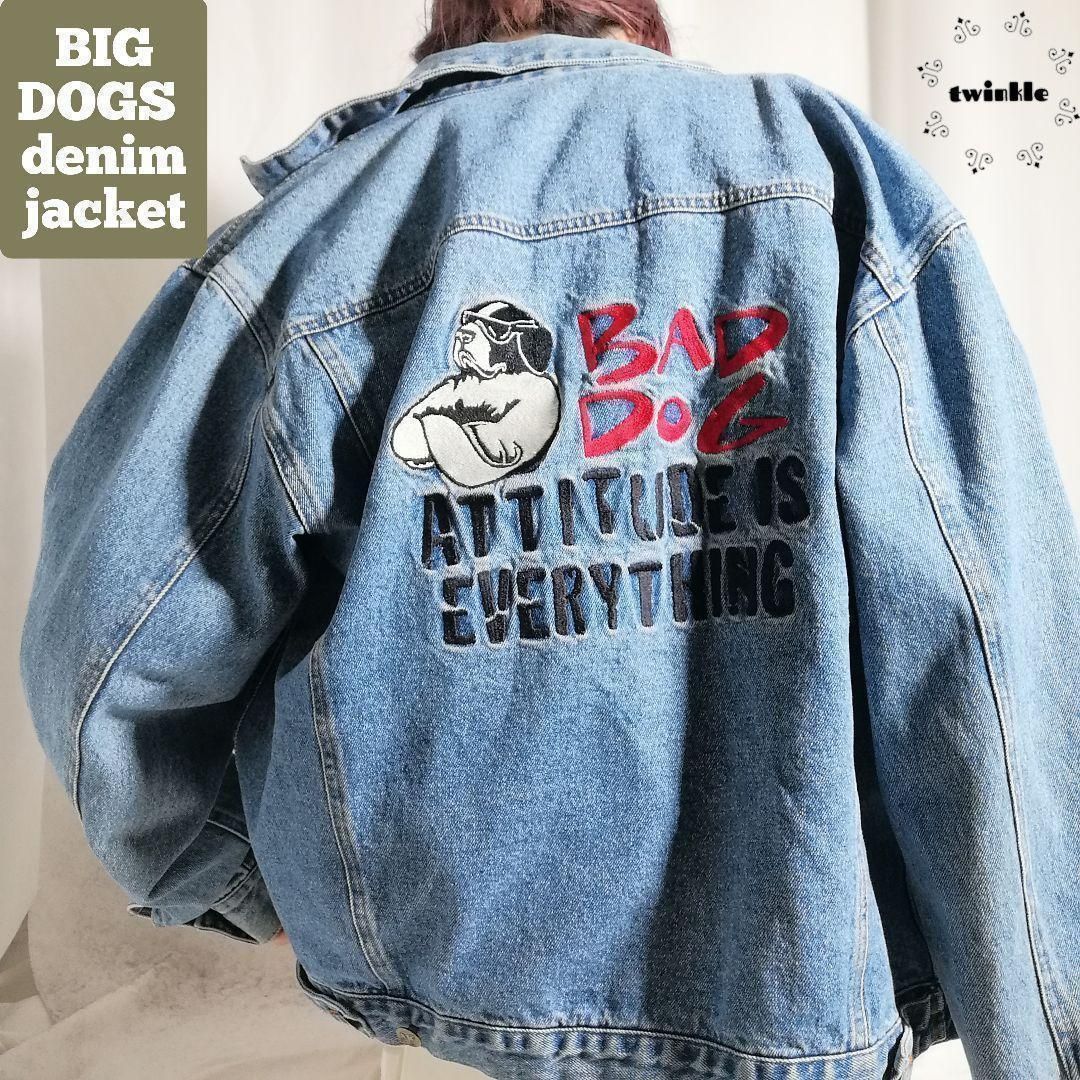 BIG DOGS ビッグドッグ バックロゴ刺繍 デニムジャケット 古着 BIG DOGS ビッグドッグ バックロゴ刺繍 デニムジャケット 古着
