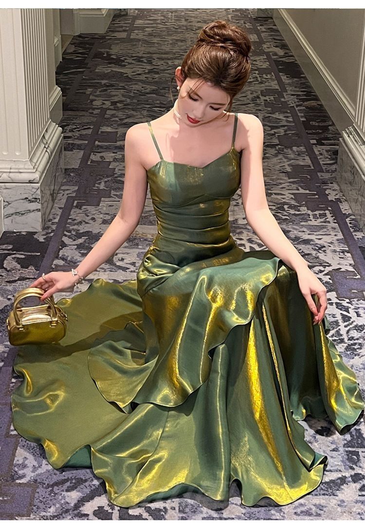 レディース 吊り紐 ロングドレス グリーン 感 結婚式 成人式 パーティー 細見えWPまとめ買い割引103