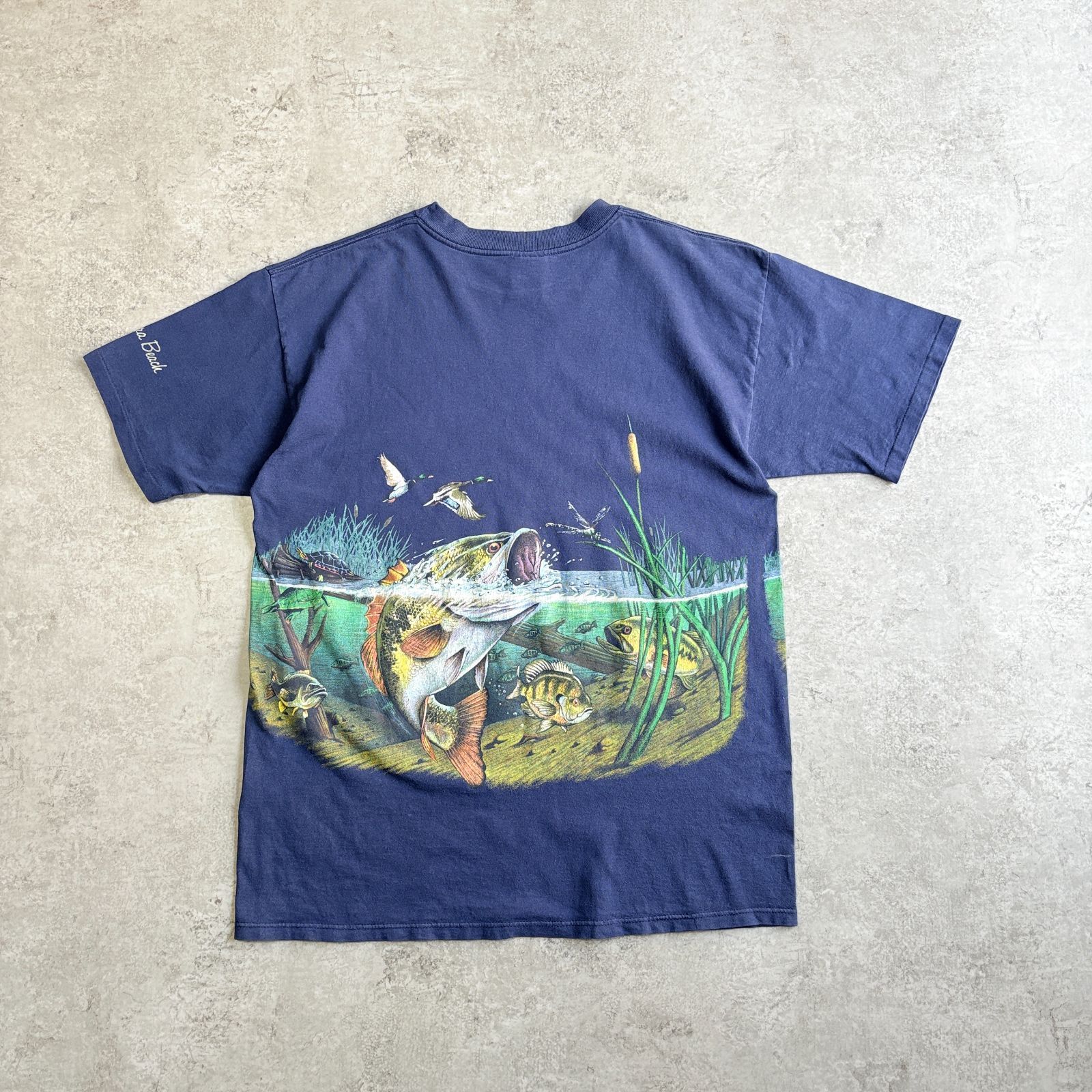 90s USA製 Black Bass All print T-shirt ブラックバス ブルーギル 