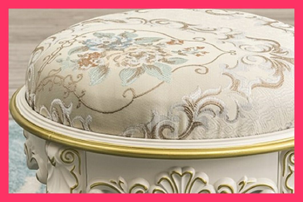 ☆スタッフおすすめ☆【製造待ち】【在庫なし】花柄 猫脚スツール バラ