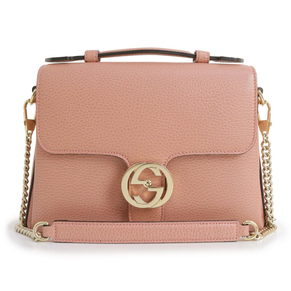 （中古）グッチ GUCCI インターロッキングG 2way チェーン ショルダー ハンドバッグ 斜め掛け カーフスキン レザー ピンク ゴールド金具 510302 グッチ インターロッキングG 2way チェーン ショルダー ハンドバッグ