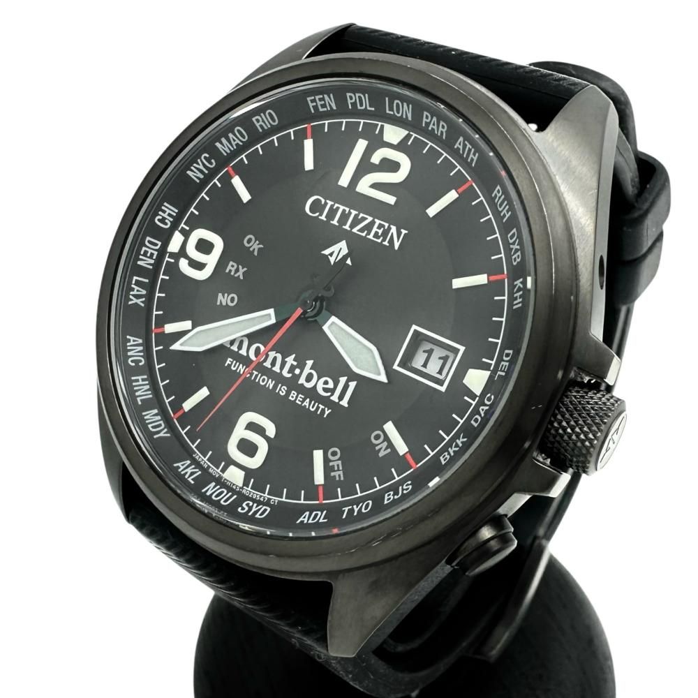 【CITIZEN/シチズン】CB0177-31E モンベルコラボ プロマスター 腕時計 ステンレススチール/ラバー ソーラー電波 黒文字盤/黒ラバーベルト メンズ 【中古】【真子質店】【GD】