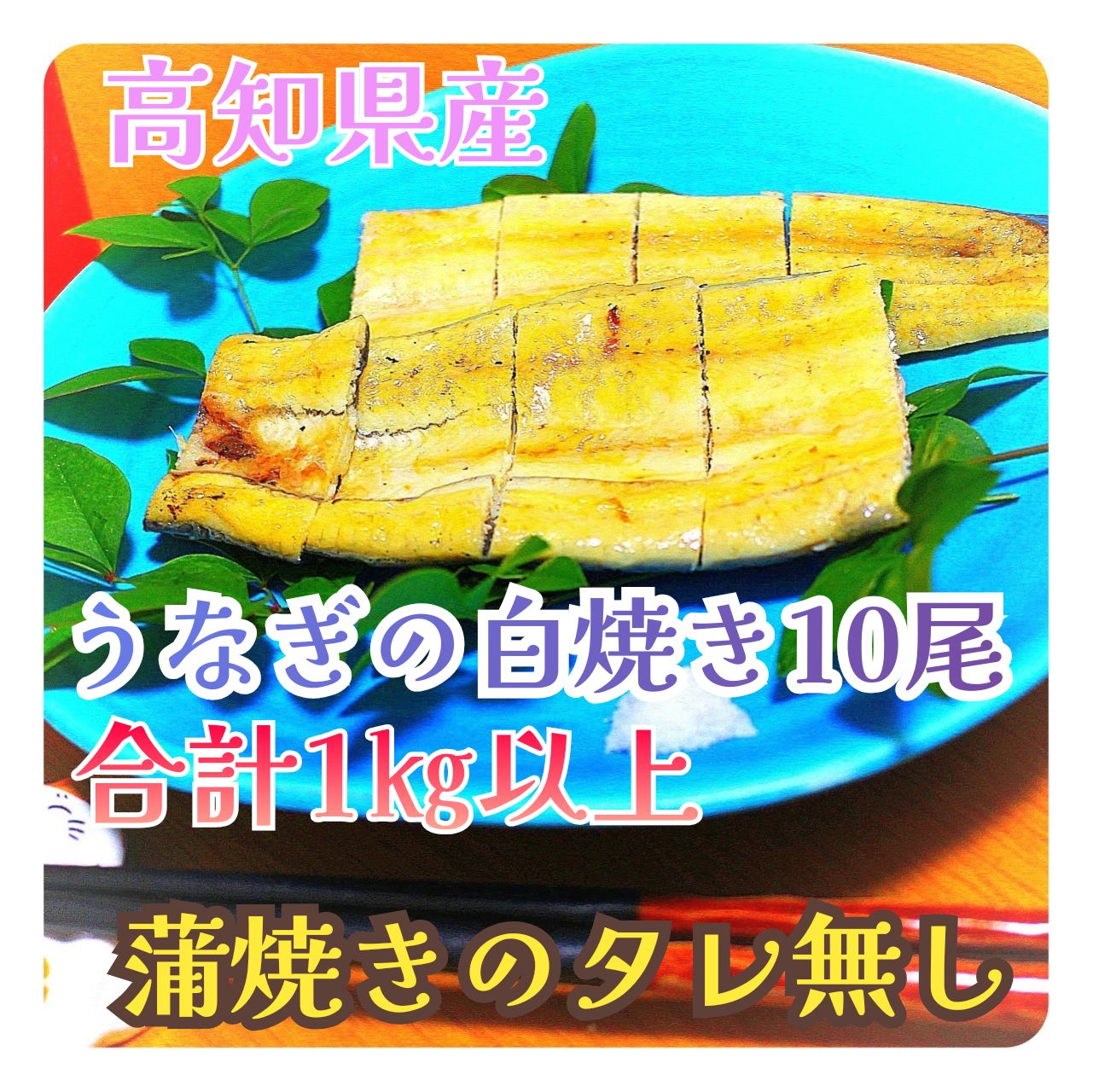 国産高知県産うなぎの白焼き合計1㎏以上10尾有頭100～120ｇ蒲焼きのタレ無し注文後1週間以内に発送