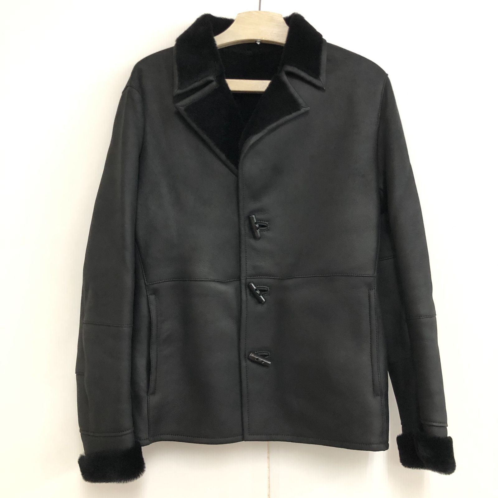 mmmm　ダナキャラン　DKNY 本革　ムートンコート　羊革　黒　ブラック ダナキャランDKNY 本革ムートンコート羊革黒ブラックコート