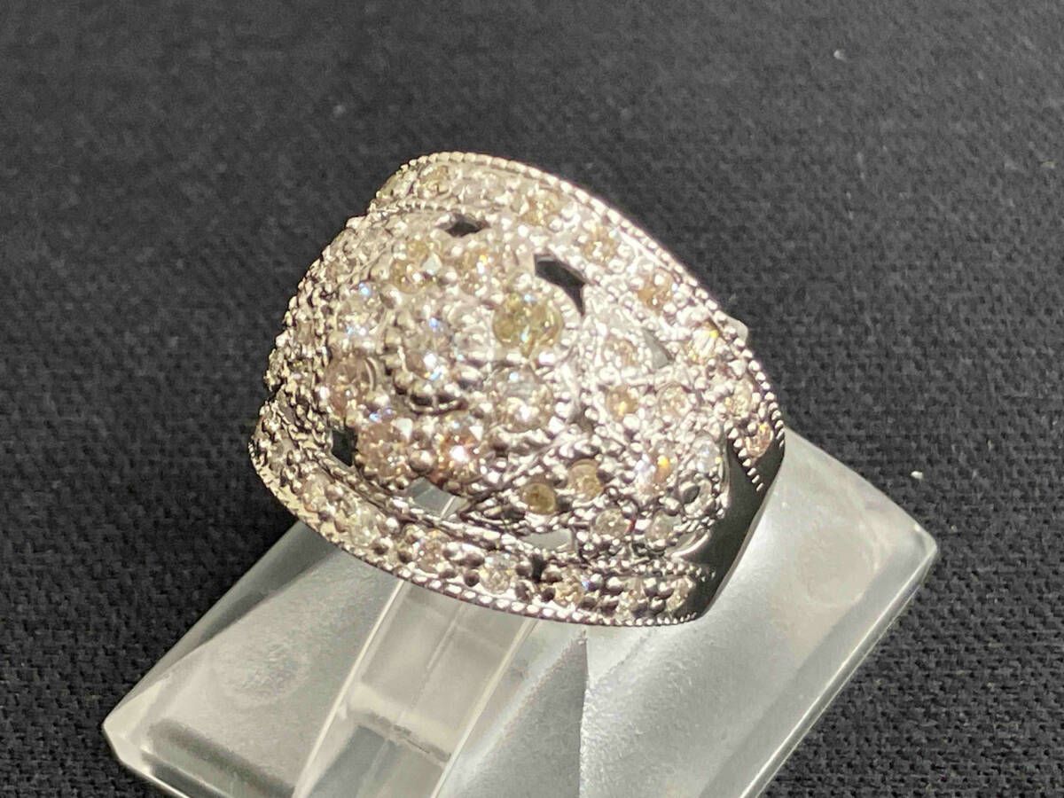Pt900 プラチナ 天然ダイヤモンド 14 14号 総重量7.3g D1.00ct リング 指輪 アクセサリー ソーティング付き