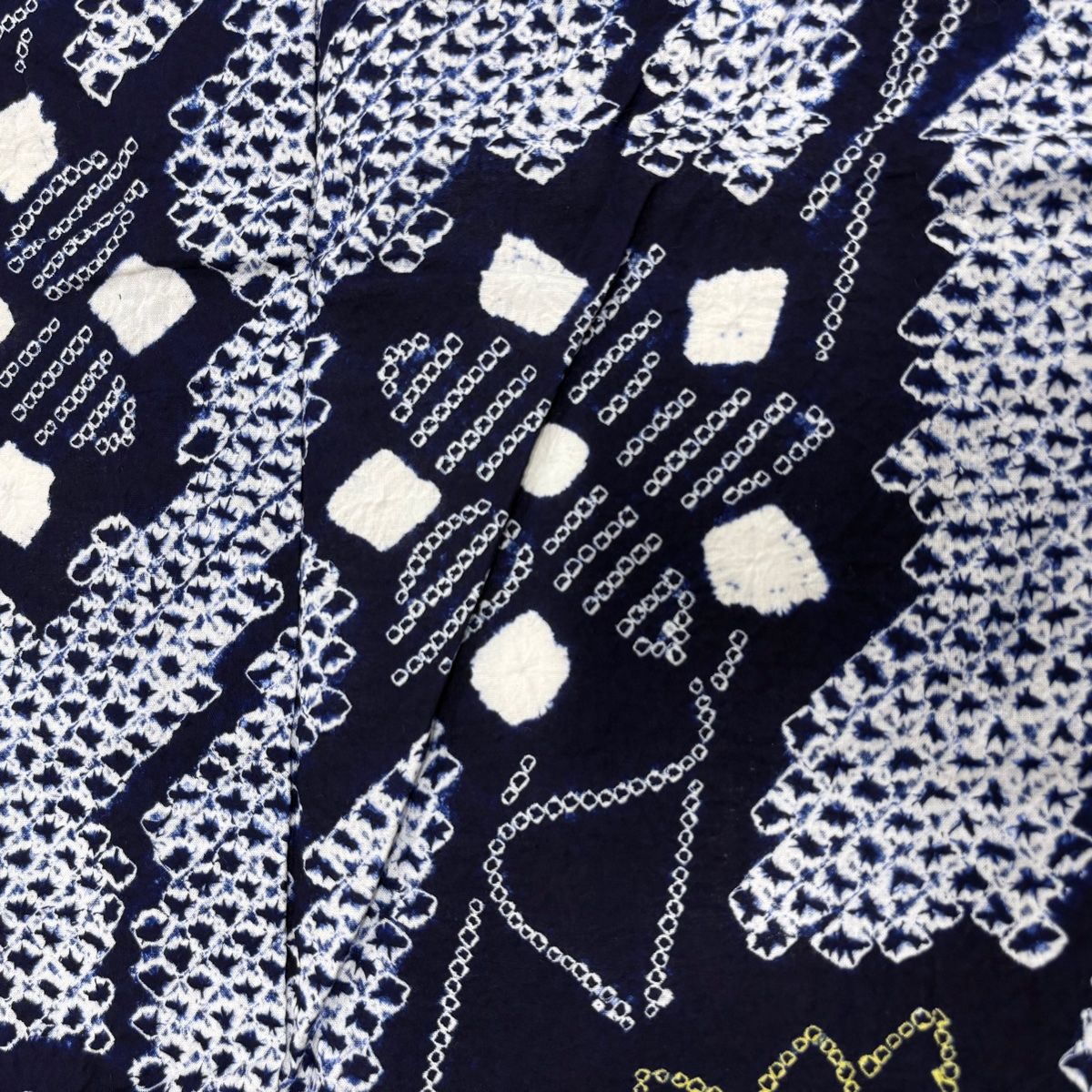 浴衣 身丈160cm 裄丈66.5cm M 絞り浴衣 花 絞り 紺色 綿 美品 名品  