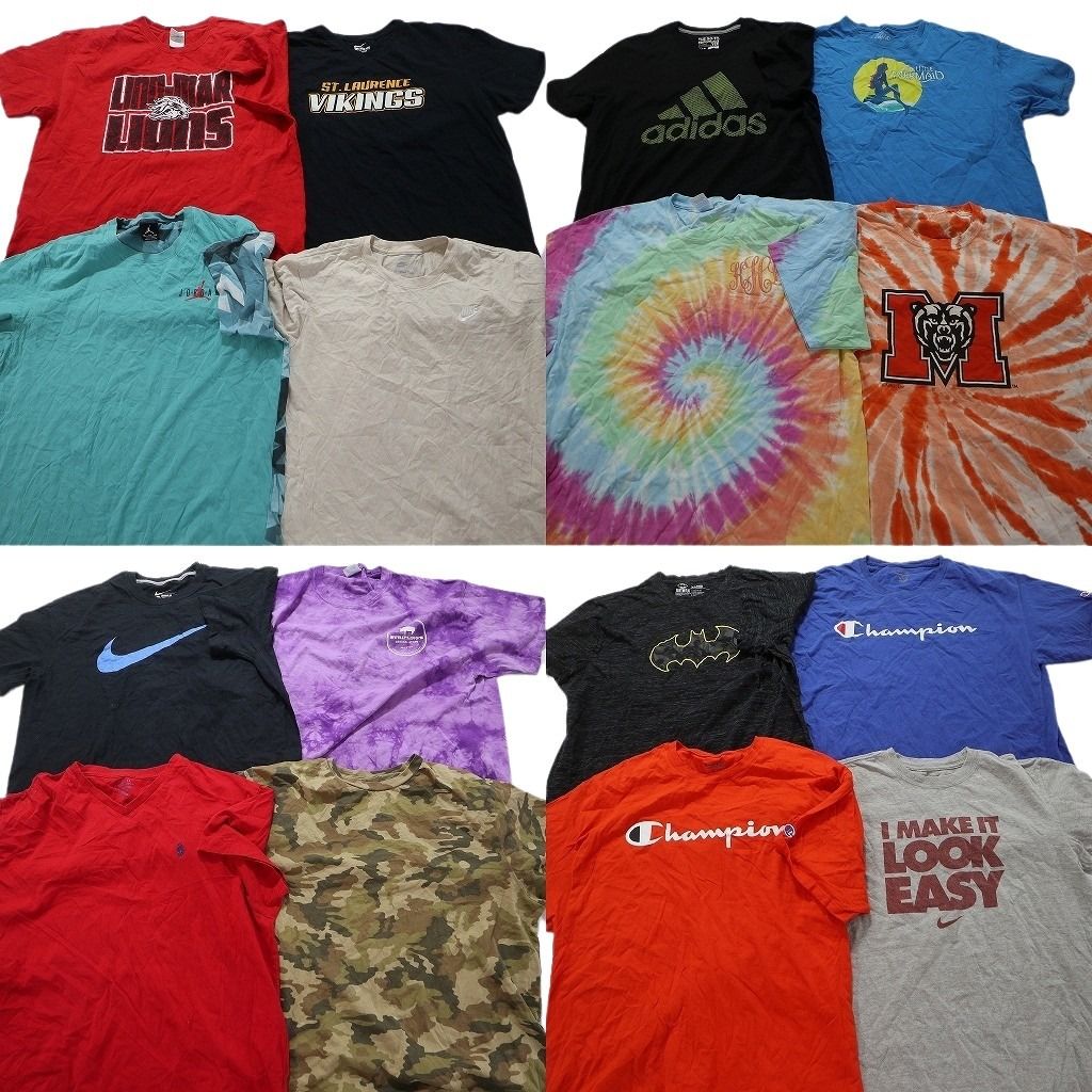 古着卸 まとめ売り 半袖Tシャツ 16枚セット (メンズ XL ) 英字ロゴ タイダイ アディダス ナイキ ラルフ チャンピオン MU2769
