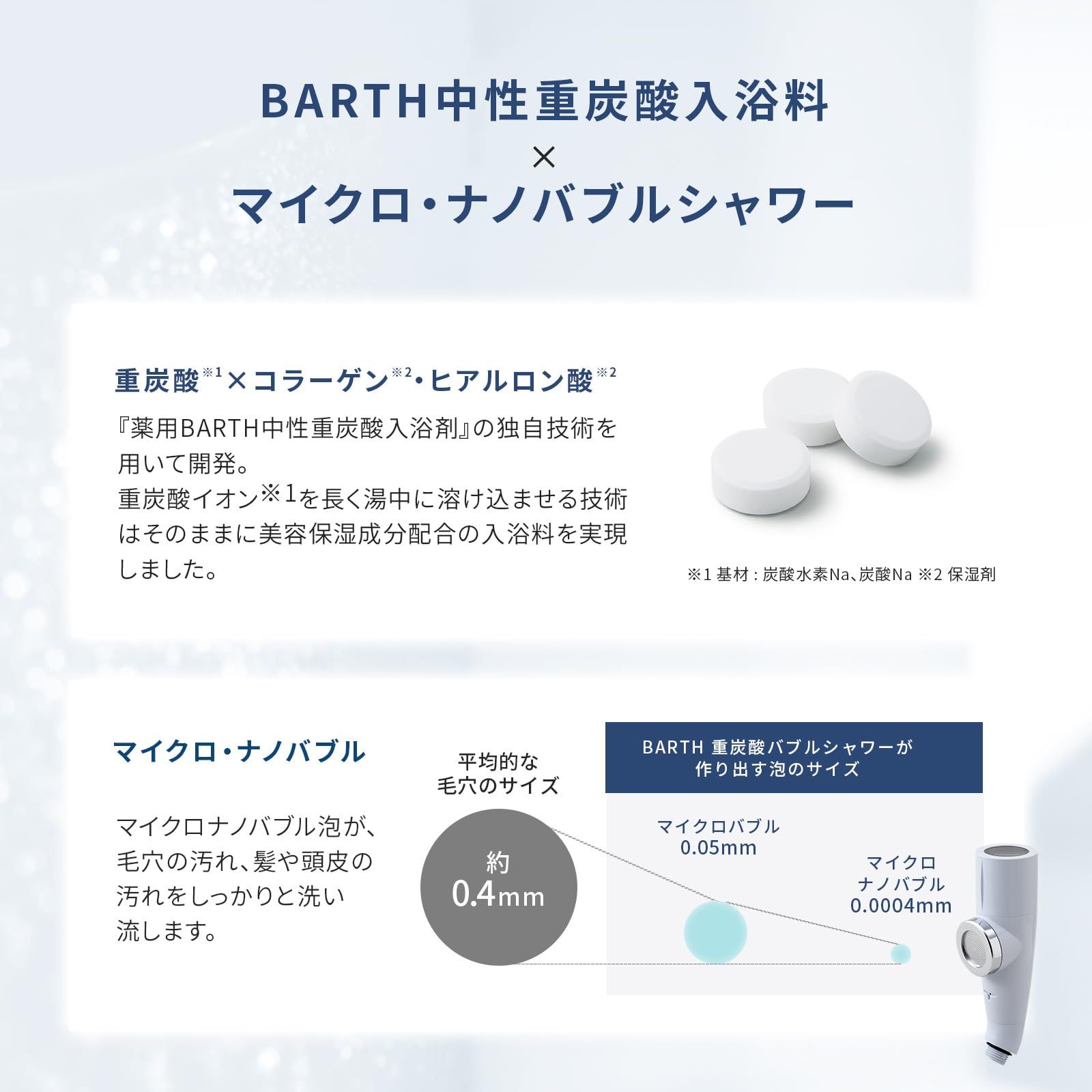BARTH バース マイクロナノバブル シャワーヘッド ホワイト (重炭酸