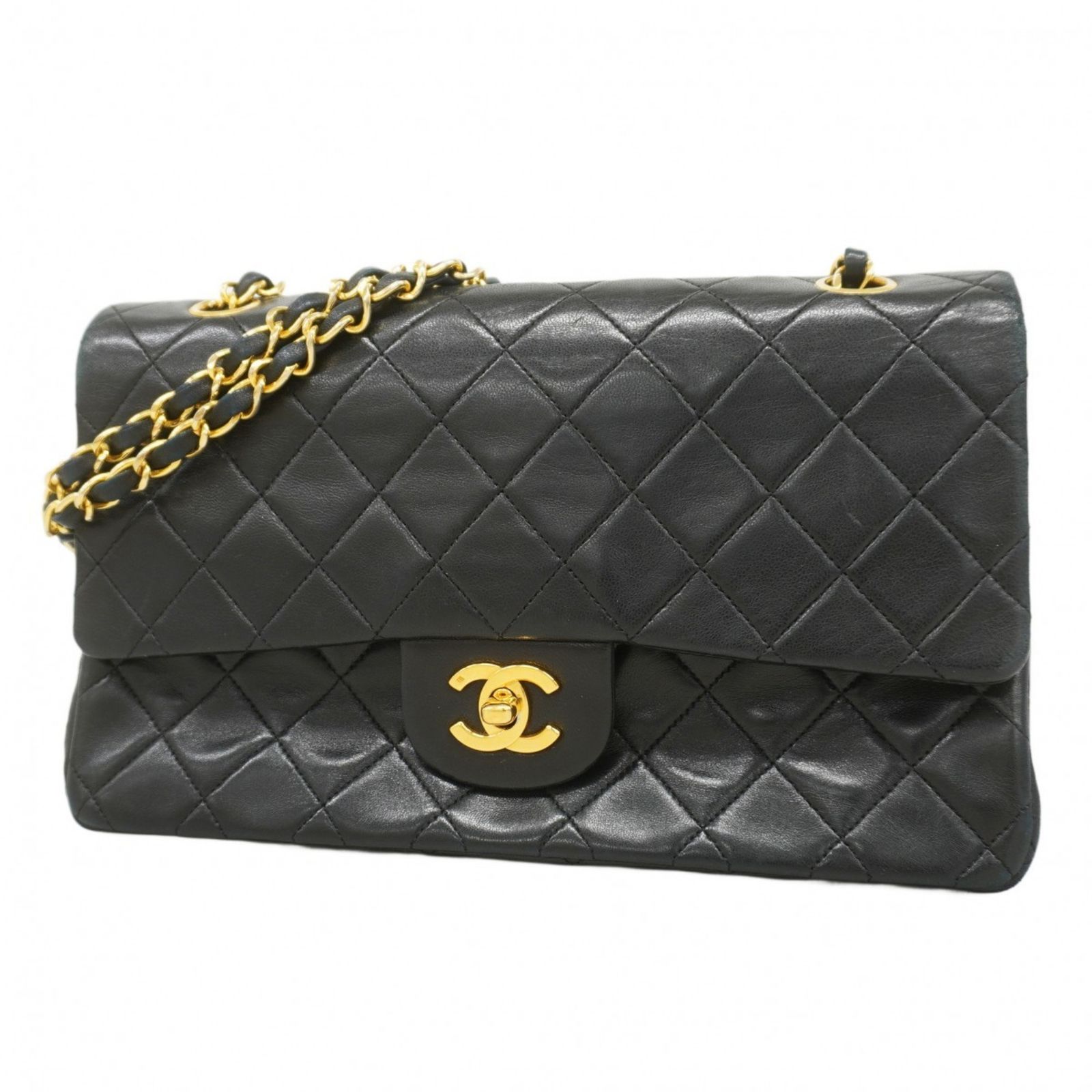 CHANEL シャネル マトラッセ ショルダーバッグ ラムスキン 黒 フラップ CHANEL】シャネル マトラッセ22 ショルダーバッグ ラムスキン