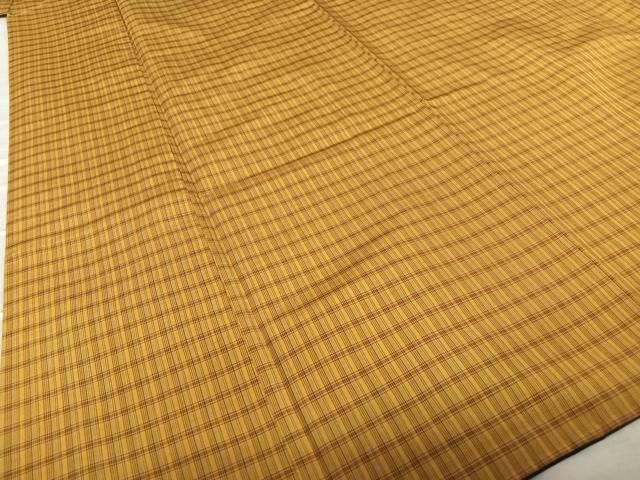 平和屋着物○黄八丈 紬 格子 正絹 逸品 AAAU8452zg 平和屋着物○黄