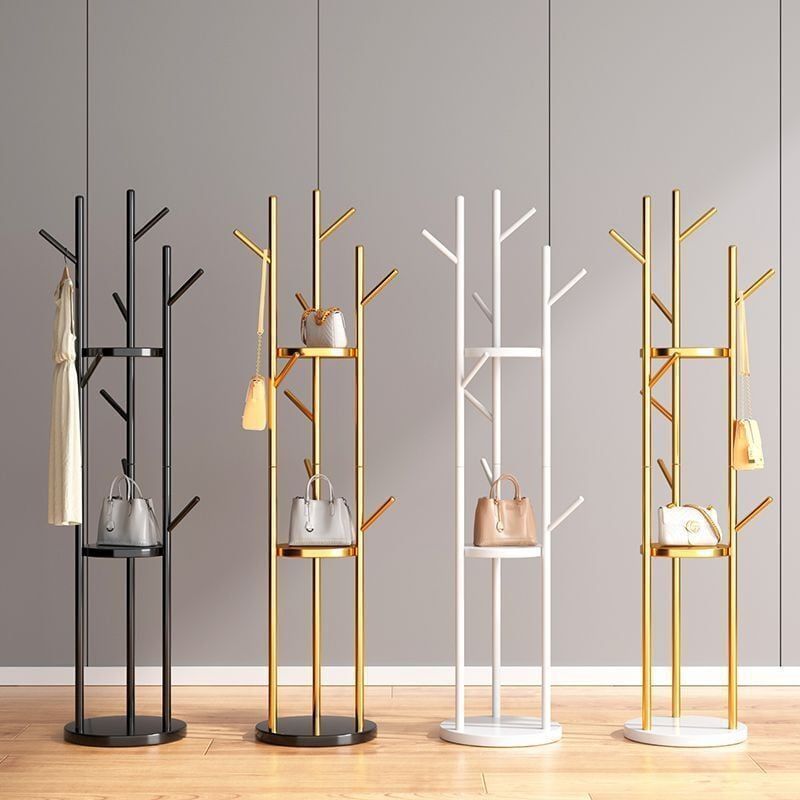 ハンガーラック ツリー状 省スペース おしゃれ インテリア 衣類 コート ハンガー スリム シンプル モダン 頑丈 ゴールド ホワイト ブラック