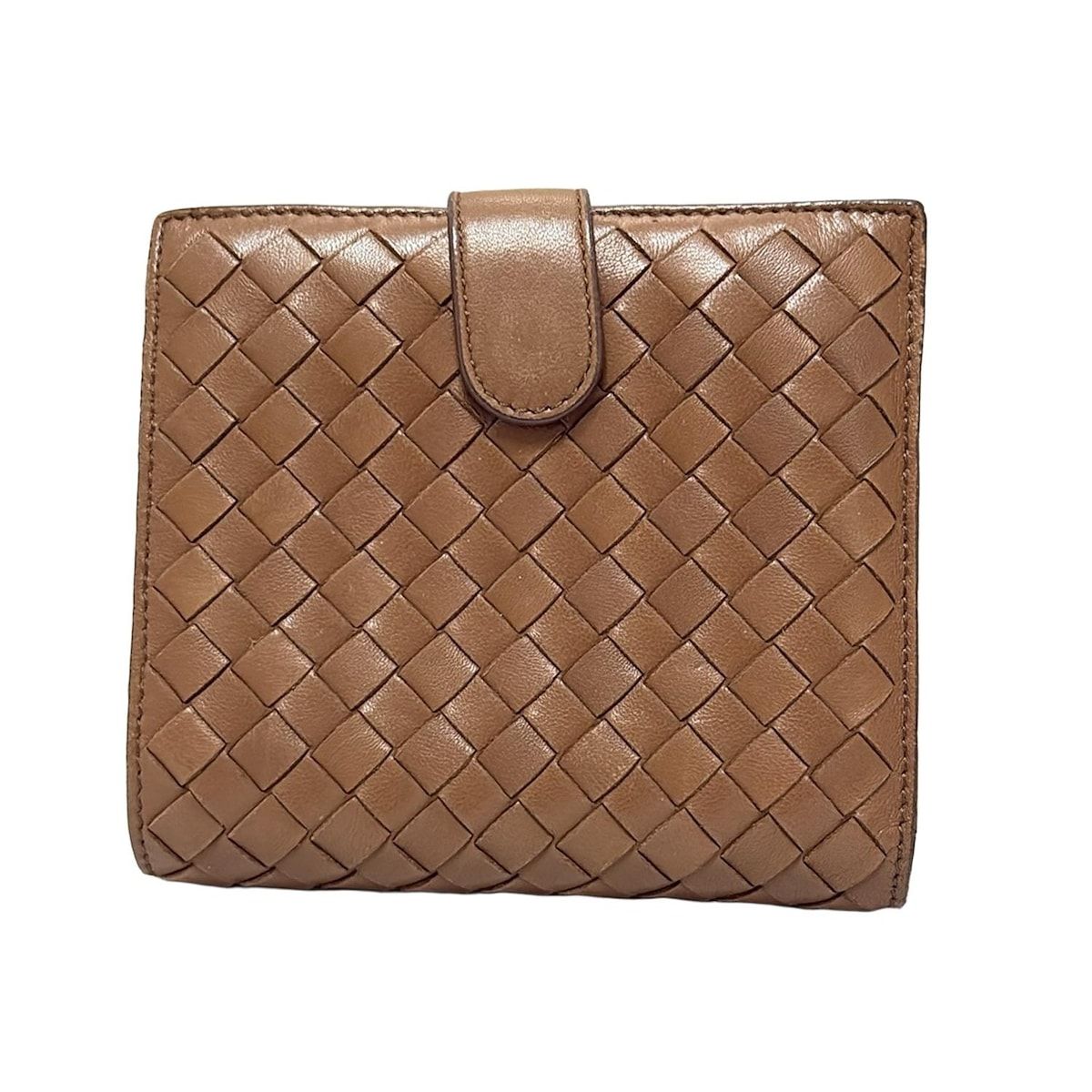 BOTTEGA VENETA ボッテガヴェネタ 2つ折り財布 イントレチャート 114073 ブラウン ラウンドファスナー レザー