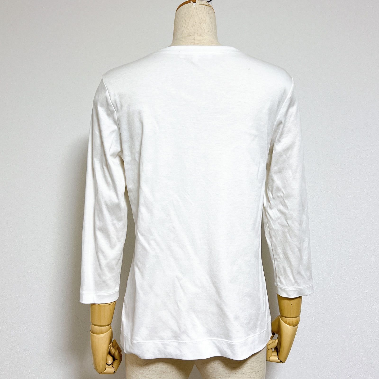 激安 送料無料 HANAE MORI ハナエ モリ 七分袖 Tシャツ ホワイト 