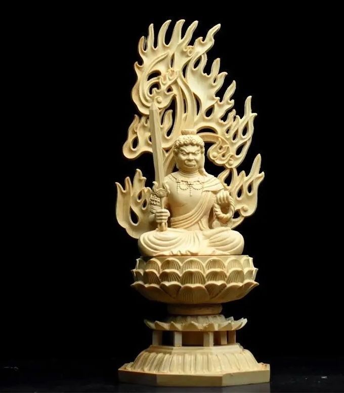 不動明王像 精密彫刻 木彫 仏像 28cm 不動明王 檜木