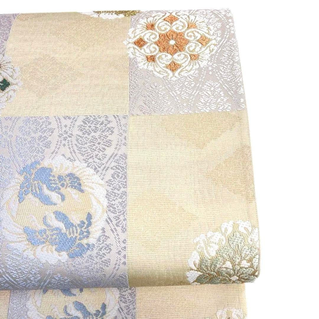 袋帯 変わり市松模様 華紋 鳳凰紋 立涌 花菱 金糸 着物 オンライン 084a p