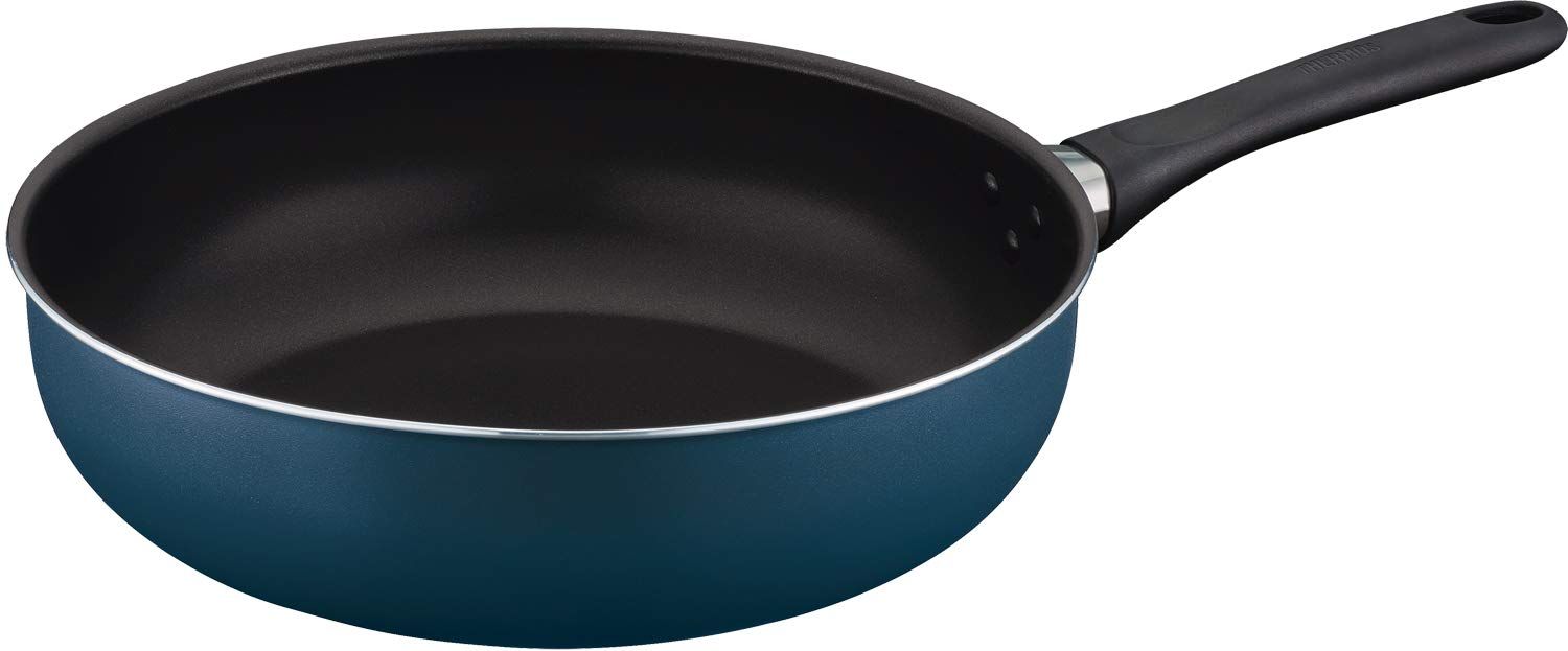 サーモス 炒め鍋 30cm ガス火専用 デュラブルコート 軽量モデル ネイビー KFD-030D NVY