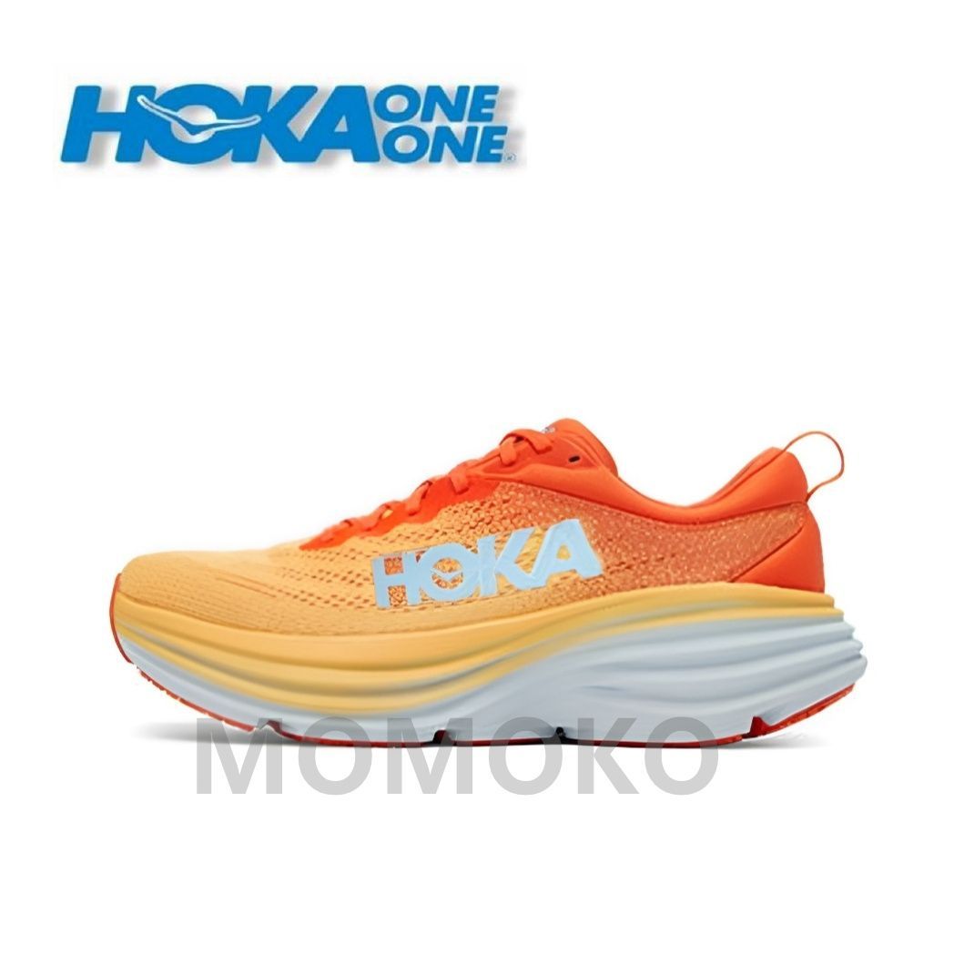 新品 ホカオネオネ HOKA ONE ONE BONDI 8 レディースメンズオレンジ／ホワイト