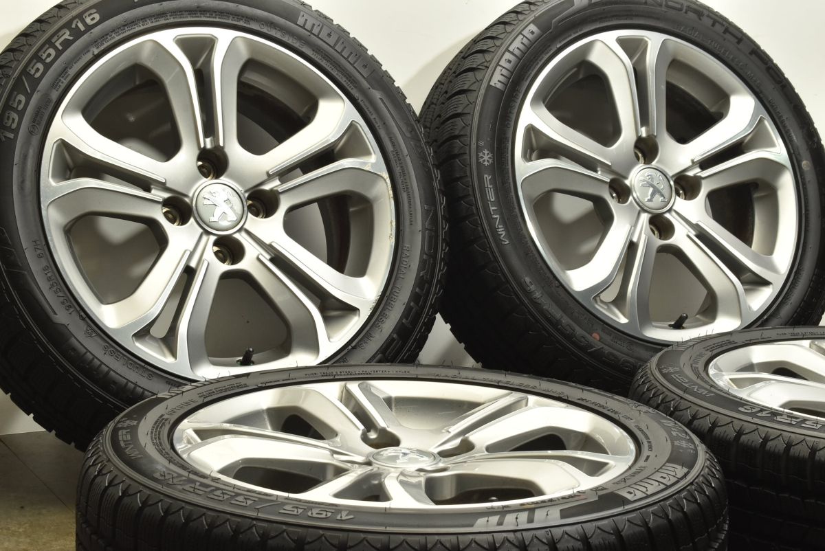 バリ溝 プジョー 208 純正 16in 6J 23 PCD108 MOMO ノースポール W-2 195 55R16 品番 9673773677 207CC 207SW 流用 スタッドレス