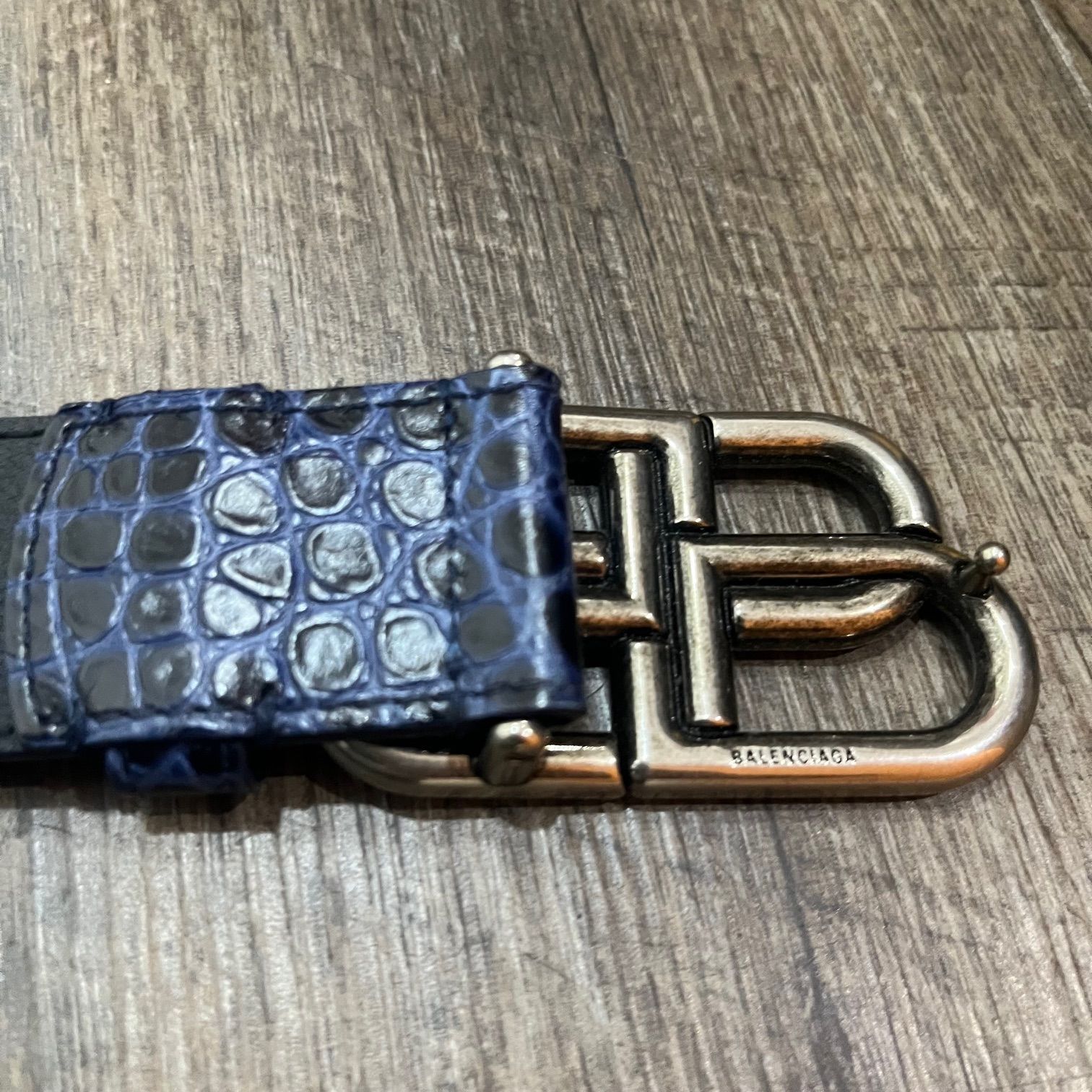 BALENCIAGA BBバックルクロコ型押しレザーベルト バレンシアガ 