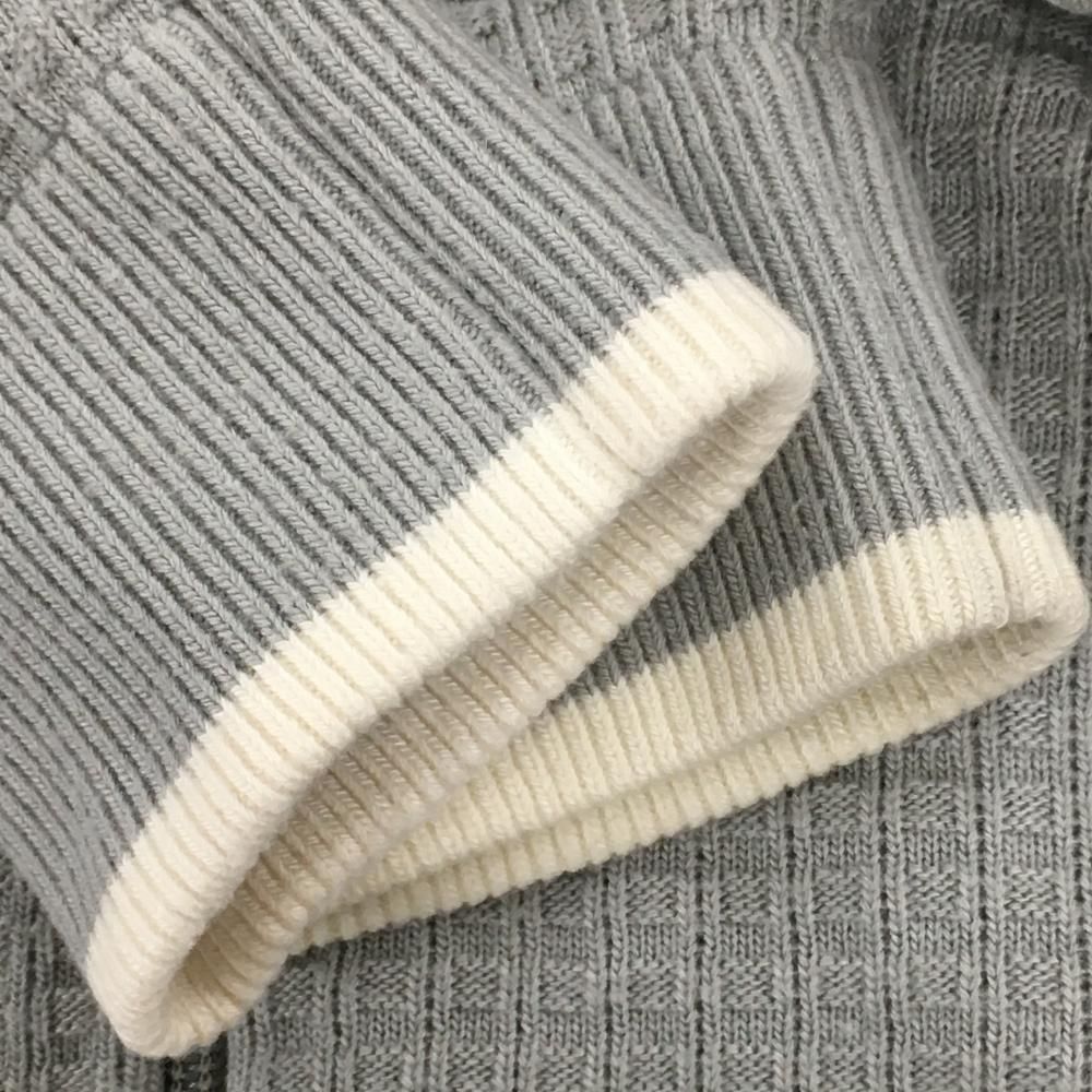 本物 【美品】キャロウェイ ニットジャケット グレー×ネイビー 後上部