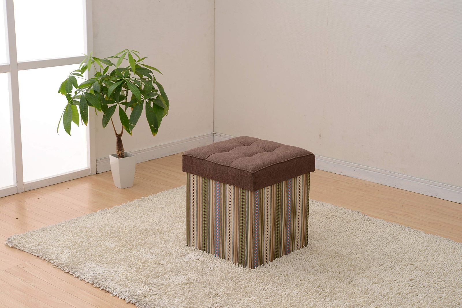【数量限定】幅38×奥行38×高さ40ｃｍ スツール 折りたたみ (コンパクト収納) 収納 ハーフオープン 組立かんたん [山善] ベージグリーン LS-38(BE/GR)