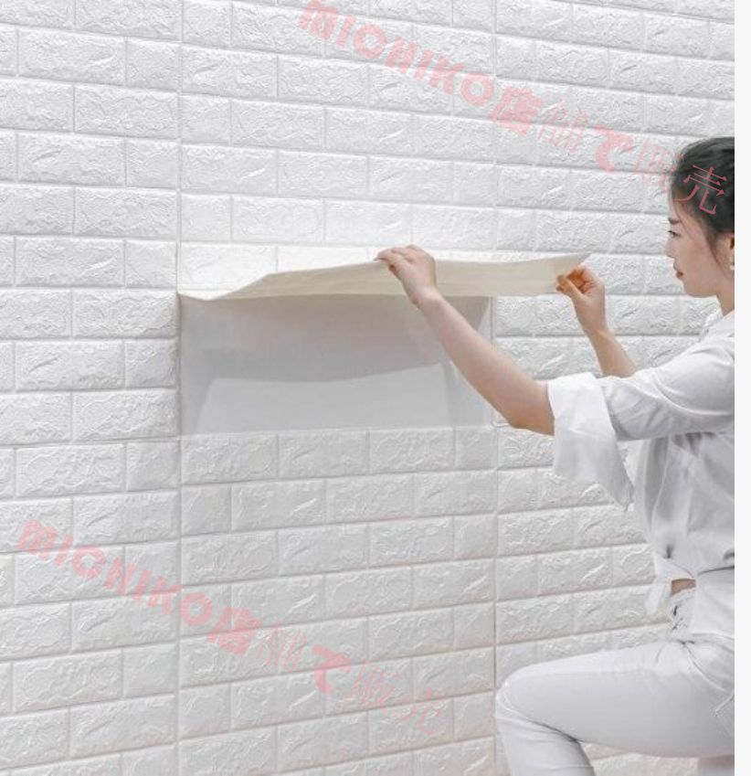 高品質 50枚 70cm×77cm 厚さ4mm 背景壁 3D立体レンガ模様壁紙 防水 汚い防止 カビ防止 エコ素材