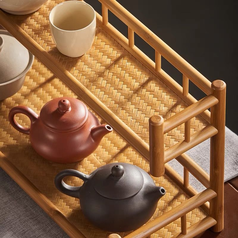 Amazon｜ディスプレイ棚 アンティーク 棚 ラック棚 竹製 茶杯