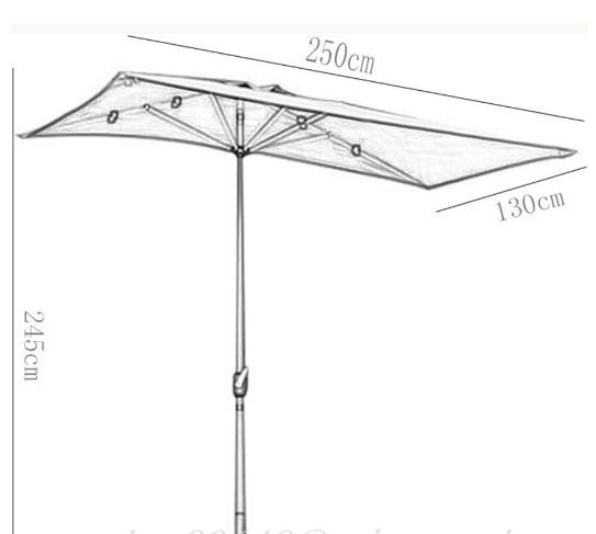 ガーデンパラソル 折りたたみ式 長方形 半円型 250×130cm ベランダ バルコニー 屋外用 日除け サンシェード OLIVEOS_COM_TR