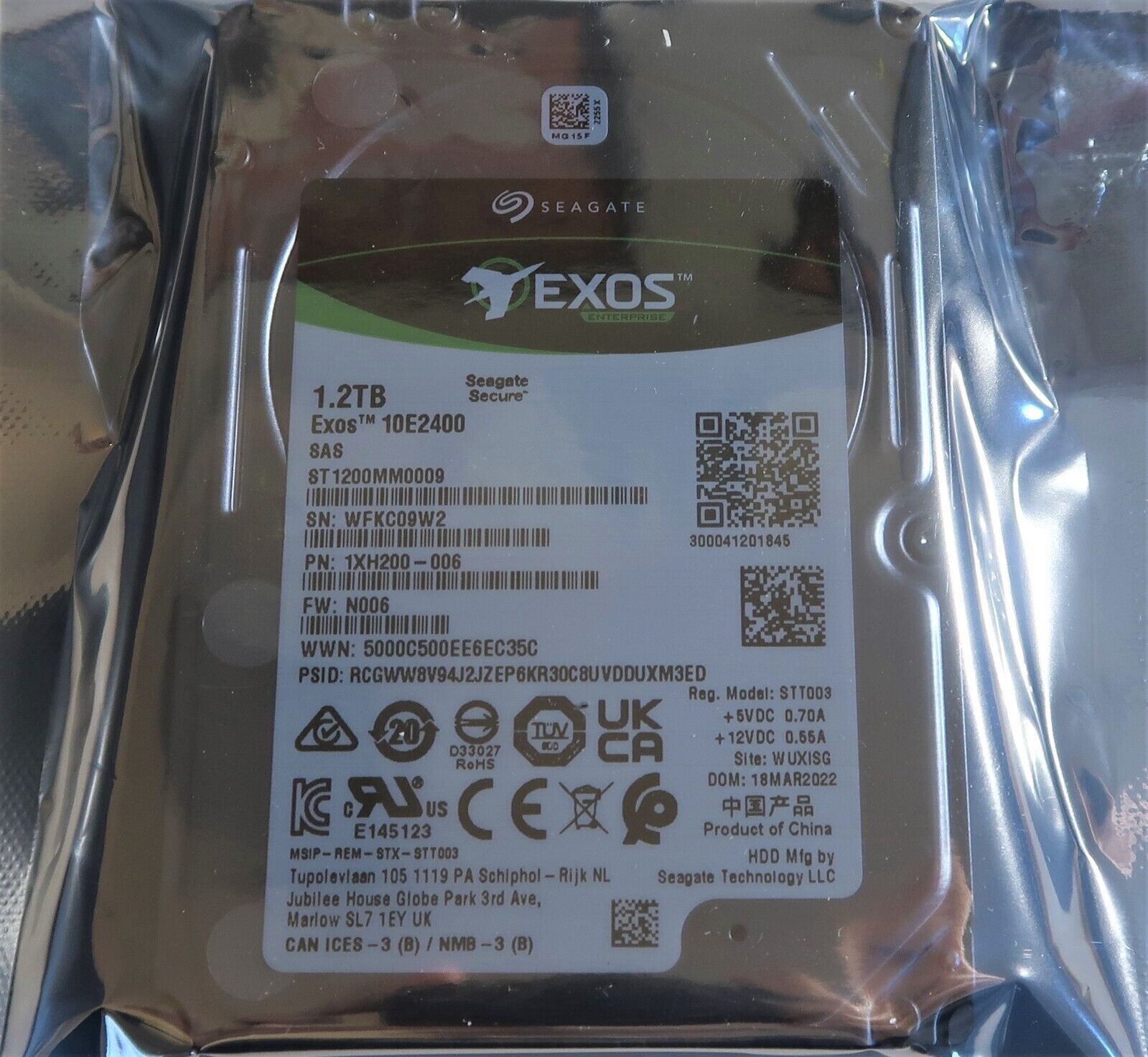 Exos ST1200MM0009 1.2TB 10K RPM 10K 2.5 12Gb|s 512n SAS Hard Drive